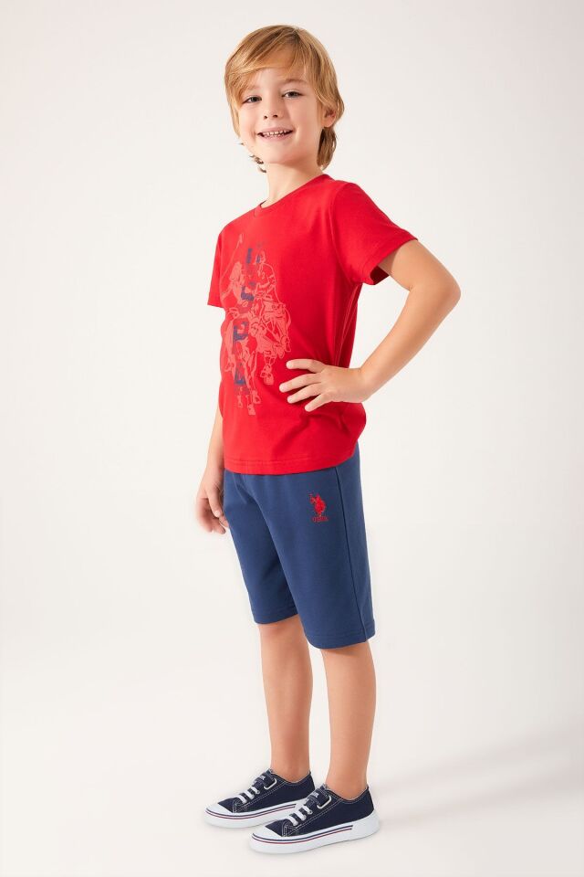 U.S. POLO ASSN. ERKEK GARSON BERMUDA TAKIM US1316-G KIRMIZI - 9-10