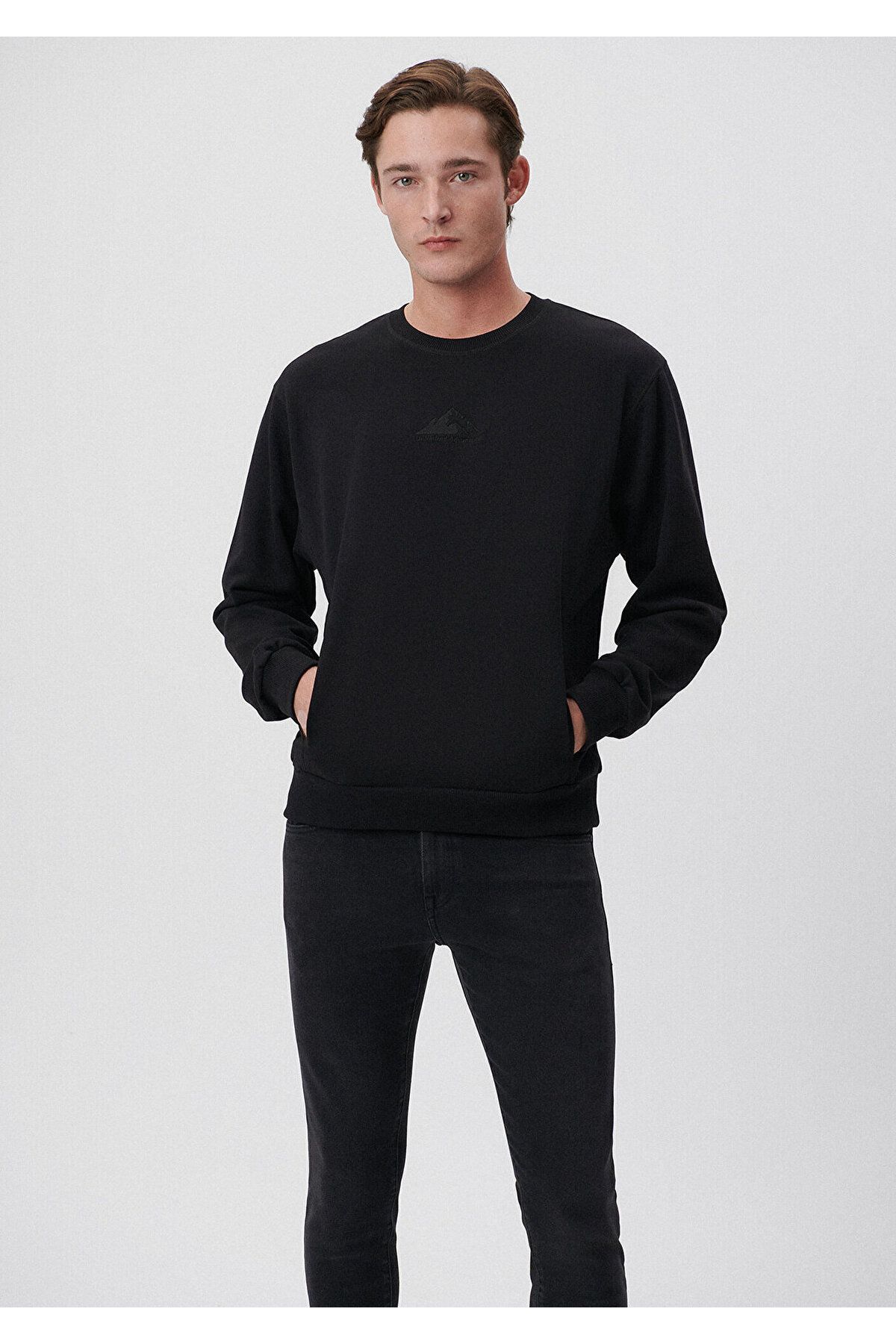 MAVİ ERKEK BİSİKLET YAKA SWEATSHIRT JET BLACK 0S10006-27827