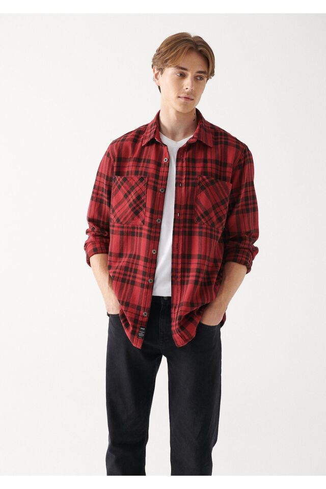 MAVİ ERKEK KARELİ GÖMLEK Kırmızı Kareli 0210450-83132