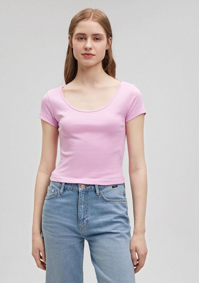 MAVİ KADIN BİSİKLET YAKA CROP BASİC Lilac Sachet 1612374-71117