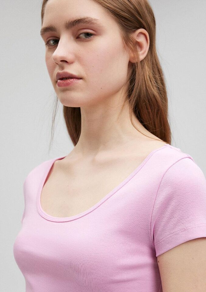 MAVİ KADIN BİSİKLET YAKA CROP BASİC Lilac Sachet 1612374-71117