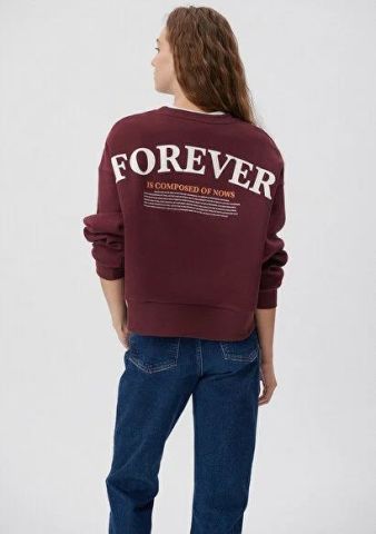 MAVİ KADIN FOREVER BASKILI SWEATSHIRT Koyu bordo 1S10016-70422