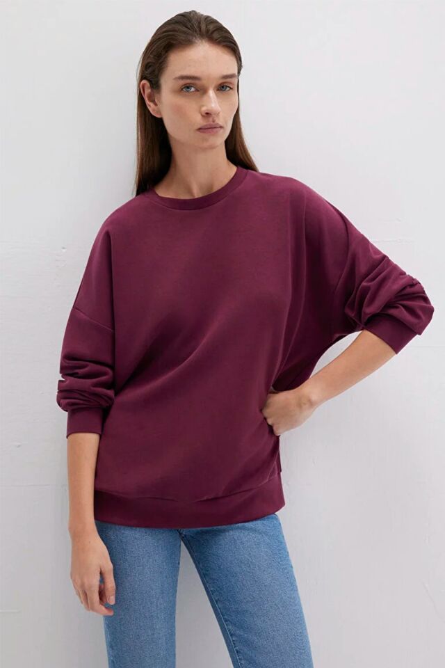 MAVİ KADIN OVERSİZE SWEATSHIRT Kış Bordosu 168837-70426