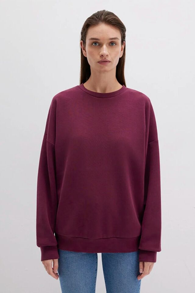 MAVİ KADIN OVERSİZE SWEATSHIRT Kış Bordosu 168837-70426