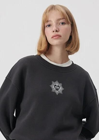 MAVİ KADIN BİSİKLET YAKA SWEATSHIRT Kömür 1S10014-70087 GRİ - L