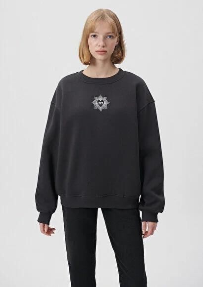 MAVİ KADIN BİSİKLET YAKA SWEATSHIRT Kömür 1S10014-70087 GRİ - L