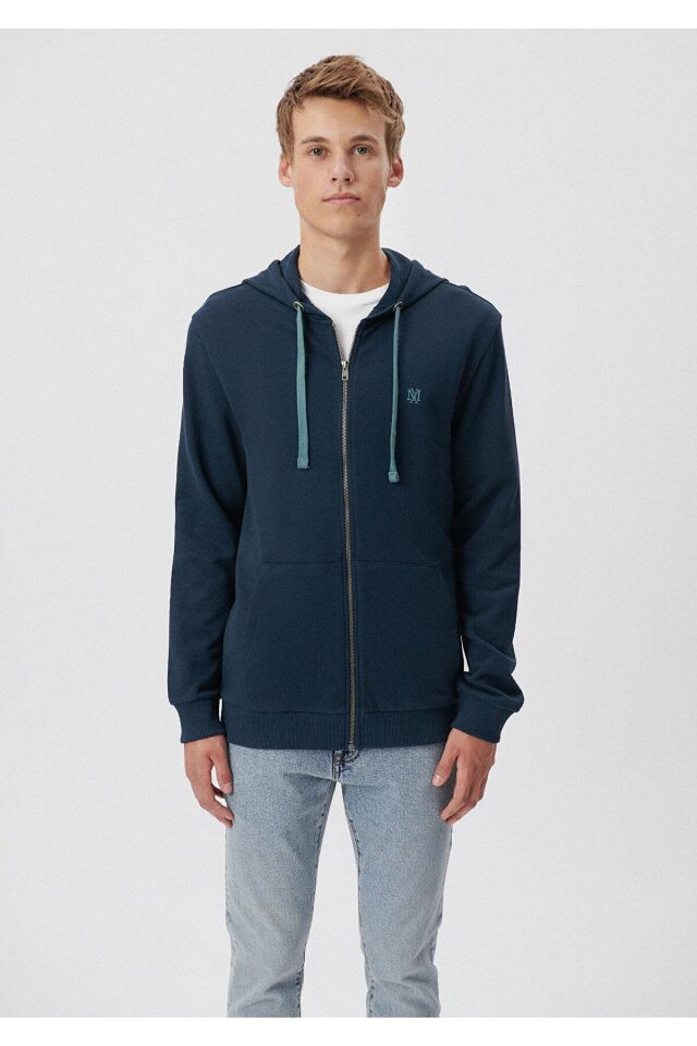 MAVİ ERKEK FERMUARLI SWEATSHIRT  Gece Lacivert 065582-26828