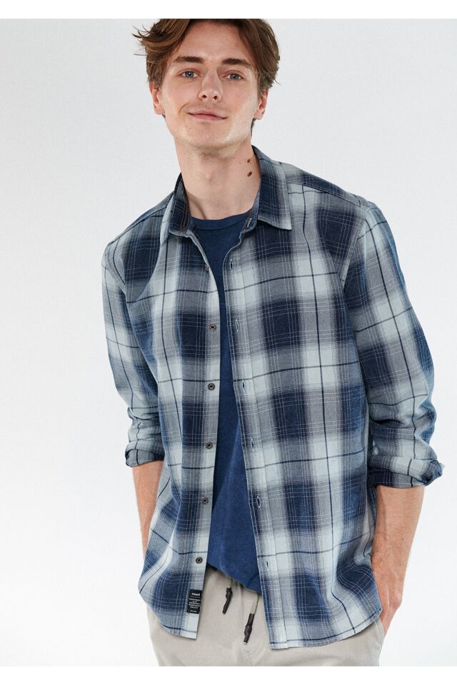 MAVİ ERKEK KARELİ GÖMLEK Gece Lacivert 0210513-70490