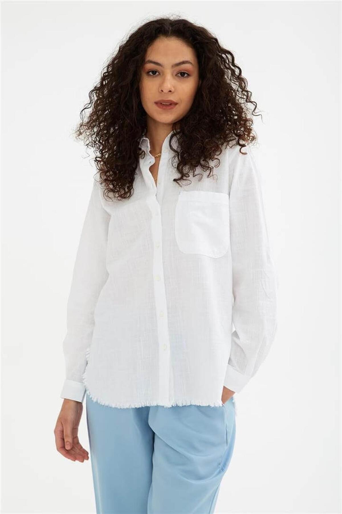 FASHION FRIENDS KADIN ETEK UCU PÜSKÜLLÜ GÖMLEK 24Y0390K1