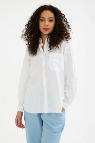 FASHION FRIENDS KADIN ETEK UCU PÜSKÜLLÜ GÖMLEK 24Y0390K1