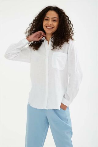 FASHION FRIENDS KADIN ETEK UCU PÜSKÜLLÜ GÖMLEK 24Y0390K1