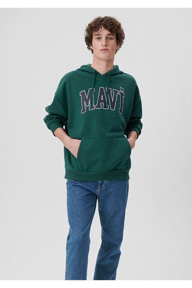 MAVİ ERKEK MAVİ BASKILI SWEATSHIRT Zümrüt Yeşil 067149-71874