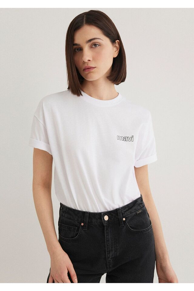 MAVİ KADIN KISA KOLLU PENYE BEYAZ 1611309-620