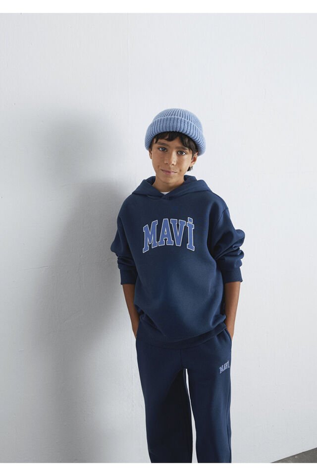 MAVİ ÇOCUK MAVİ BASKILI KAPÜŞONLU SWEATSHIRT Koyu L 6610110-70720