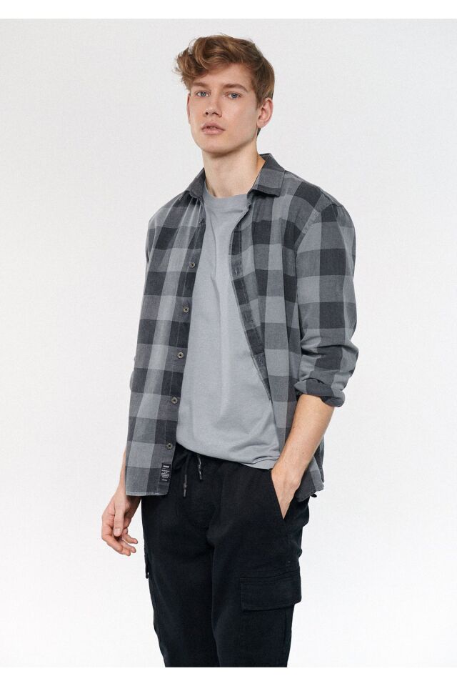 MAVİ ERKEK KARELİ GÖMLEK Gri Kareli 0210517-83940