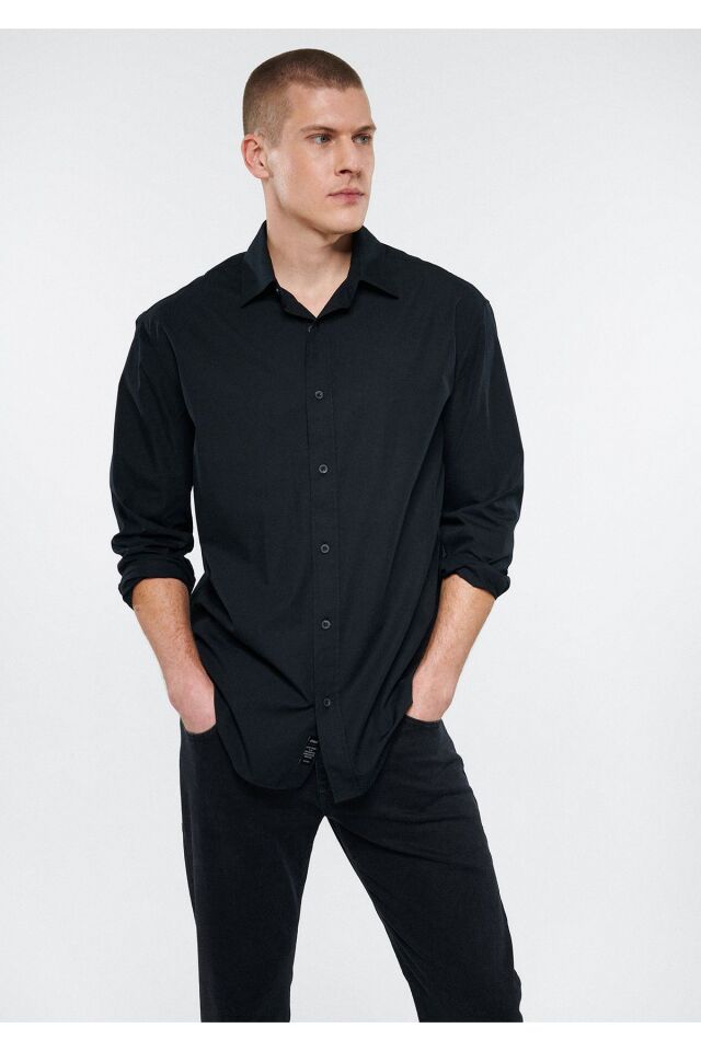 MAVİ ERKEK UZUN KOL GÖMLEK Siyah 0210603-900