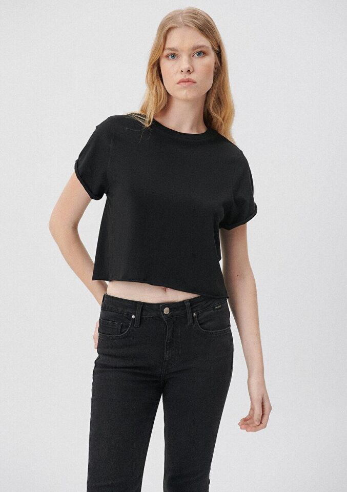 MAVİ KADIN YUVARLAK YAKA KISA KOL PENYE Siyah 168220-900