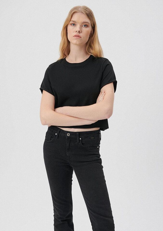 MAVİ KADIN YUVARLAK YAKA KISA KOL PENYE Siyah 168220-900