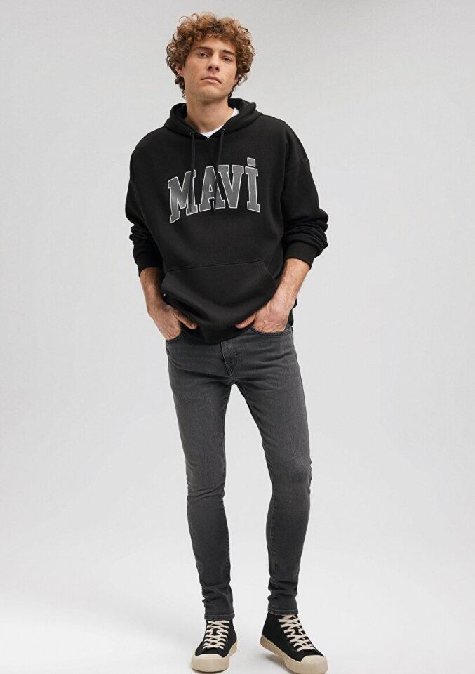 MAVİ ERKEK MAVİ BASKILI SWEATSHIRT Siyah 067149-902