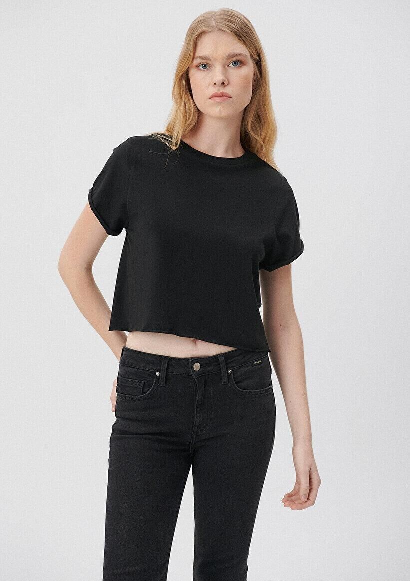 MAVİ KADIN YUVARLAK YAKA KISA KOL PENYE Siyah 168220-900 SİYAH - M