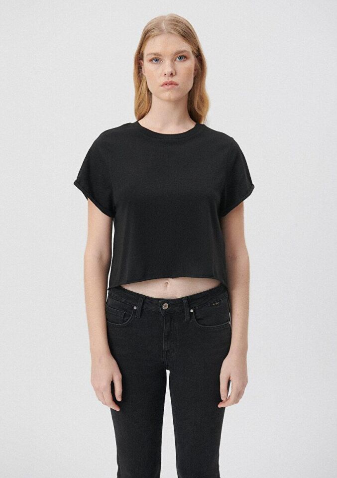 MAVİ KADIN YUVARLAK YAKA KISA KOL PENYE Siyah 168220-900 SİYAH - M