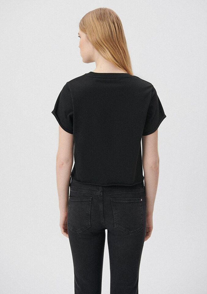 MAVİ KADIN YUVARLAK YAKA KISA KOL PENYE Siyah 168220-900 SİYAH - M