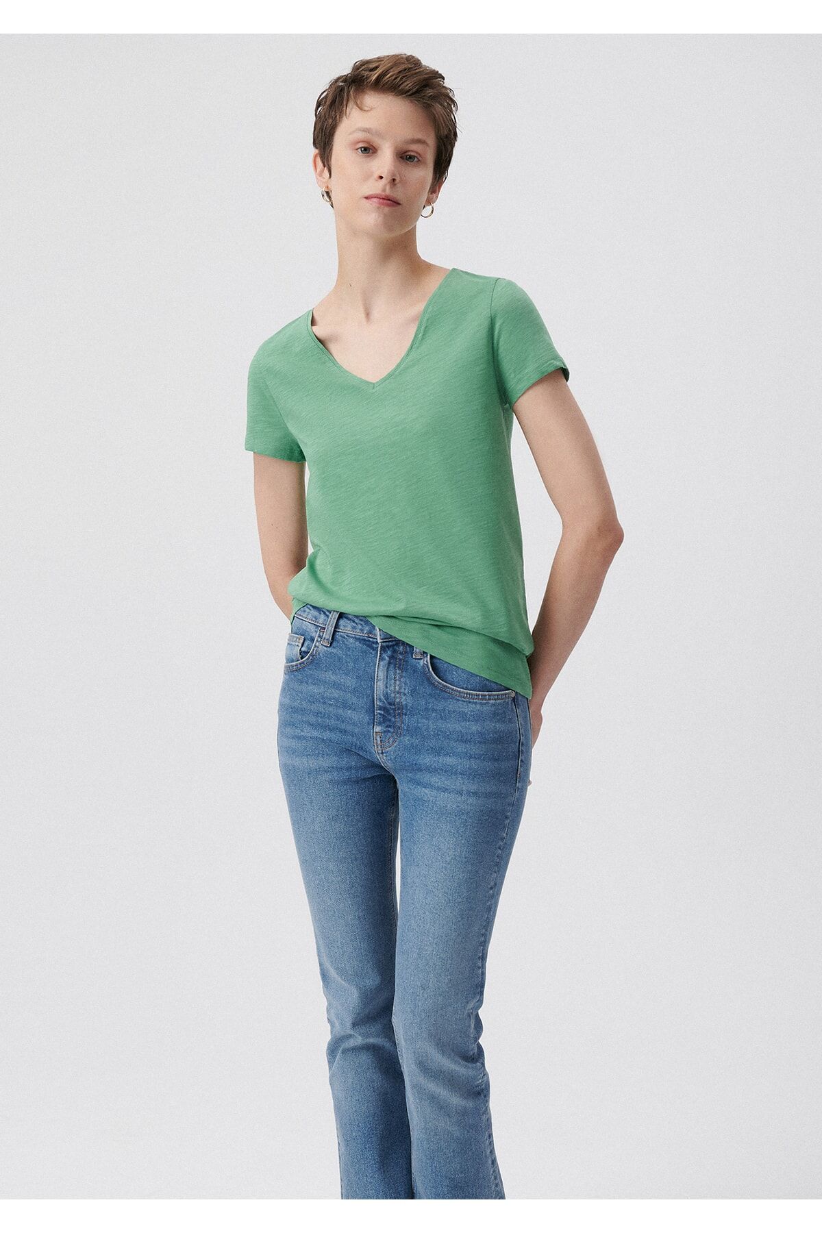 MAVİ KADIN BASIC V YAKA PENYE Orman Yeşili 168260-71842