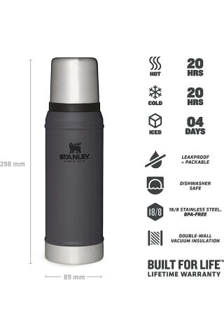 STANLEY 0.75L CLASSIC VAC BTL CHARCOAL EU-1 TERMOS 10-01612-061
