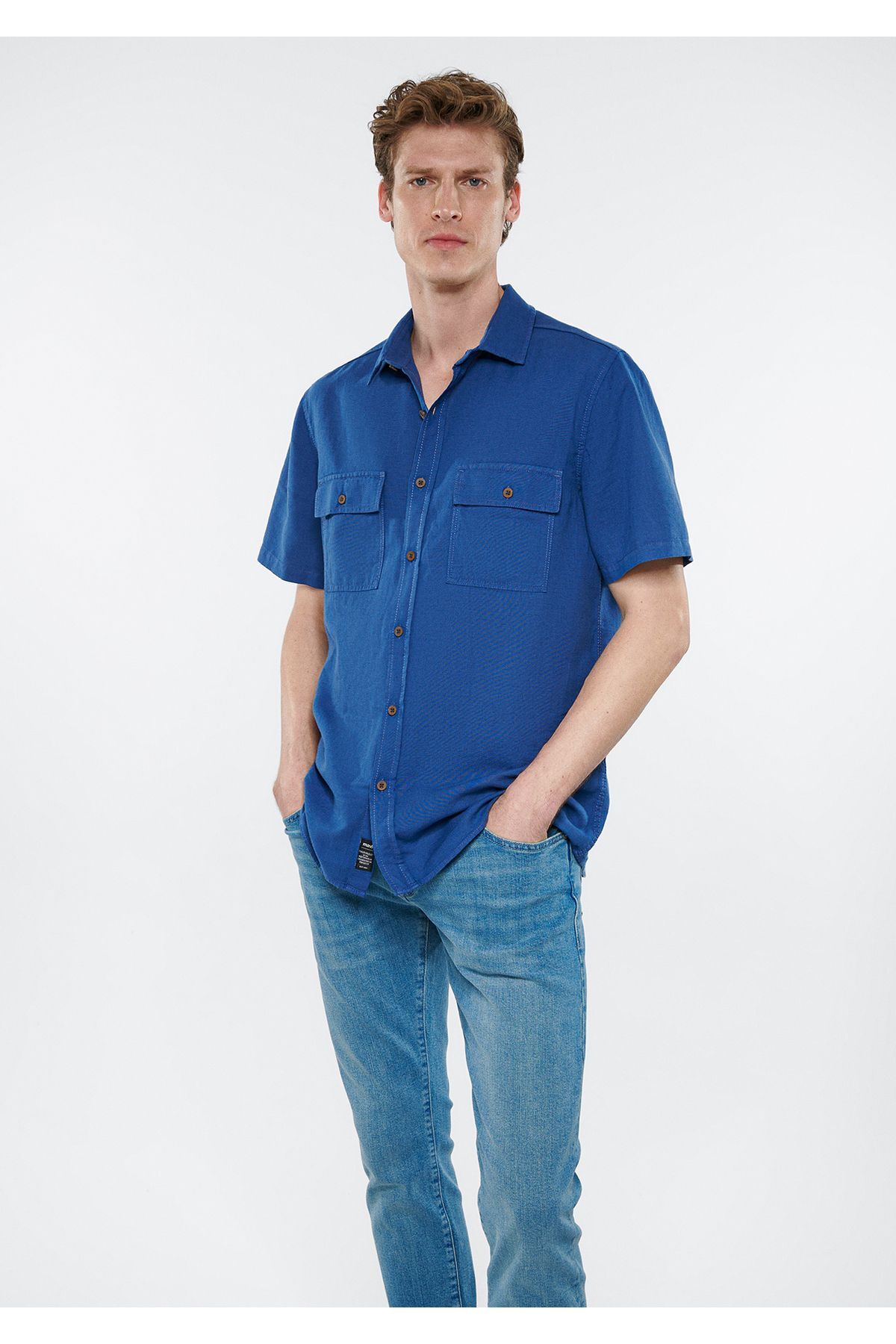 MAVİ ERKEK KISA KOL GÖMLEK Derin Lacivert 0210607-70719