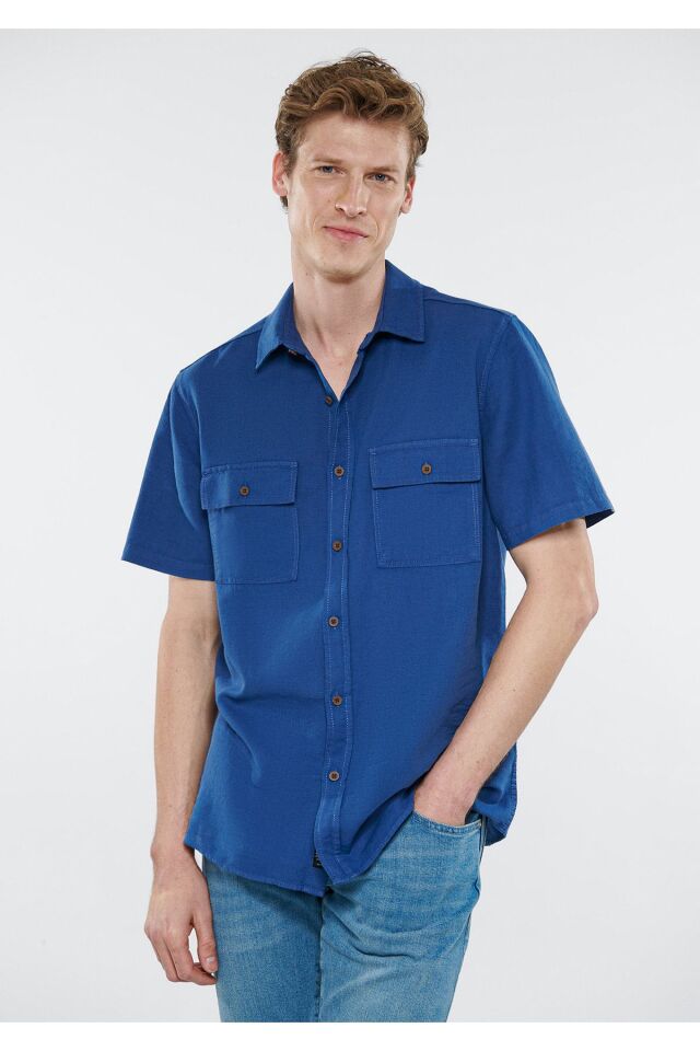 MAVİ ERKEK KISA KOL GÖMLEK Derin Lacivert 0210607-70719