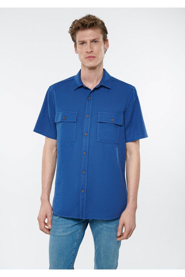 MAVİ ERKEK KISA KOL GÖMLEK Derin Lacivert 0210607-70719