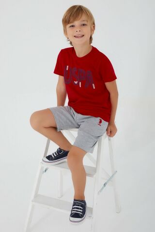 U.S. POLO ASSN. ERKEK ÇOCUK BERMUDA TAKIM US1334-G KIRMIZI - 9-10