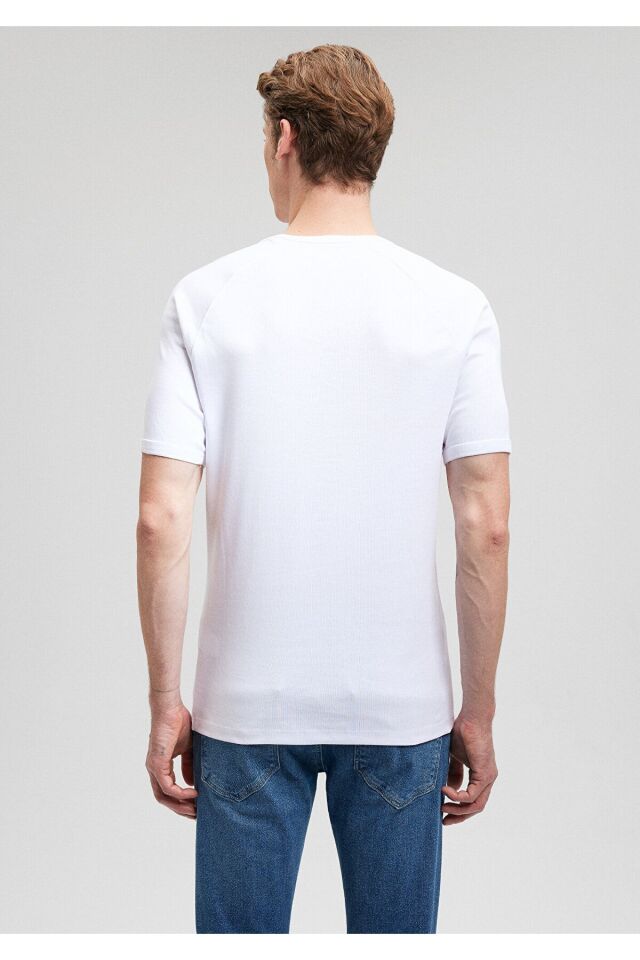 MAVİ ERKEK V YAKA TİŞÖRT  Beyaz 061313-622