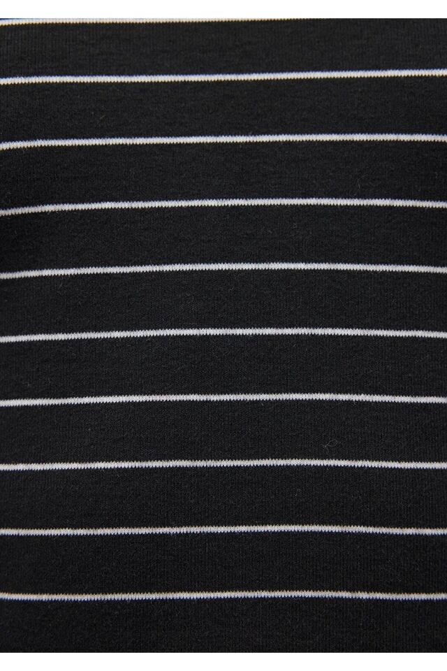 MAVİ KADIN YUVARLAK YAKA ÇİZGİLİ PENYE Siyah 168382-900