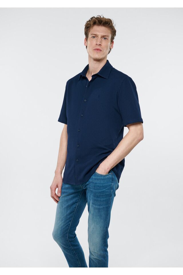 MAVİ ERKEK KISA KOL GÖMLEK Derin Lacivert 0210609-70497