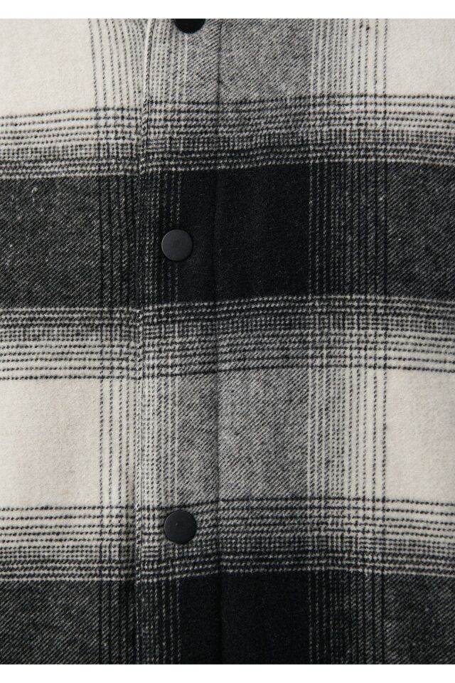 MAVİ ERKEK KAPÜŞONLU KARELİ CEKET Siyah Kareli 0110281-85637