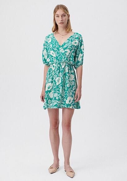 MAVİ KADIN YEŞİL ÇİÇEK BASKILI ELBİSE Yeşil Çiçek B 1310350-85374