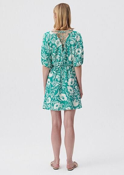 MAVİ KADIN YEŞİL ÇİÇEK BASKILI ELBİSE Yeşil Çiçek B 1310350-85374