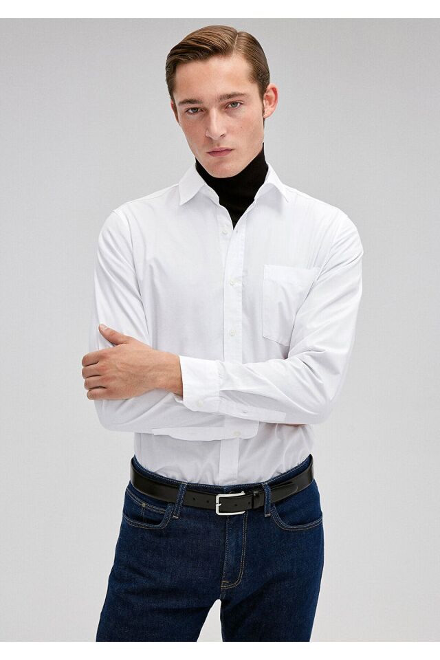 MAVİ ERKEK CEPLİ GÖMLEK Beyaz 0210792-620