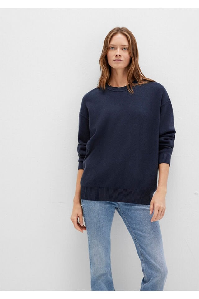 MAVİ KADIN BISIKLET YAKA KAZAK Gökyüzü Lacivert 1710499-83699