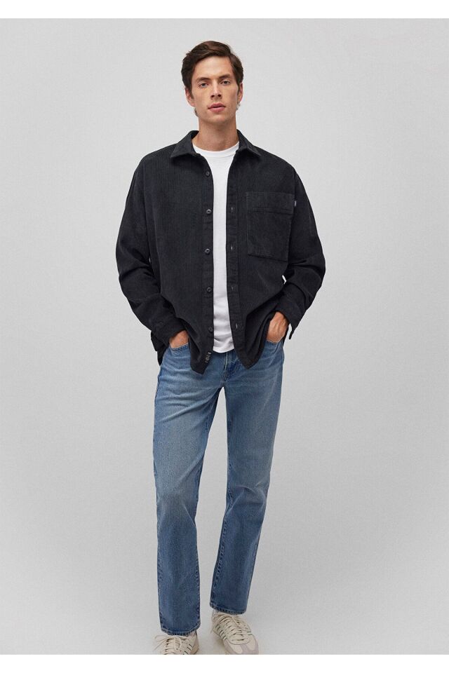 MAVİ ERKEK KADİFE GÖMLEK Kömür 0211216-70087