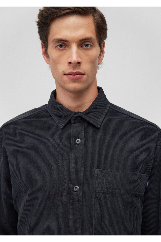 MAVİ ERKEK KADİFE GÖMLEK Kömür 0211216-70087