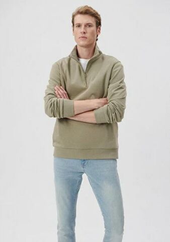 MAVİ ERKEK YARIM FERMUARLI SWEATSHIRT Soluk Haki 0610908-71818