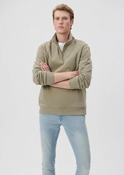 MAVİ ERKEK YARIM FERMUARLI SWEATSHIRT Soluk Haki 0610908-71818