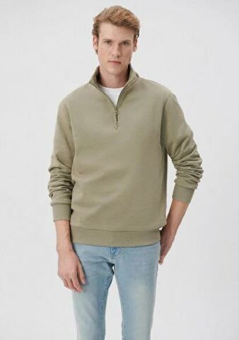 MAVİ ERKEK YARIM FERMUARLI SWEATSHIRT Soluk Haki 0610908-71818