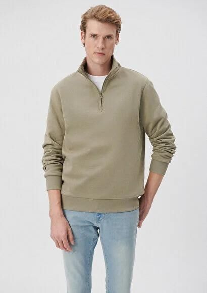 MAVİ ERKEK YARIM FERMUARLI SWEATSHIRT Soluk Haki 0610908-71818