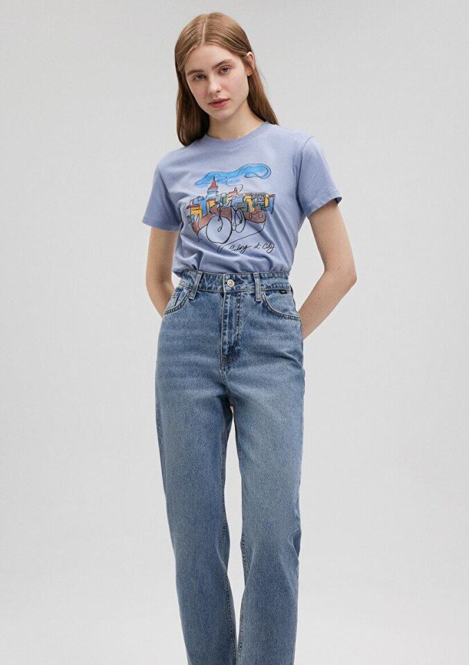 MAVİ KADIN BİSİKLET BASKILI TİŞÖRT Tempest 1612398-70850