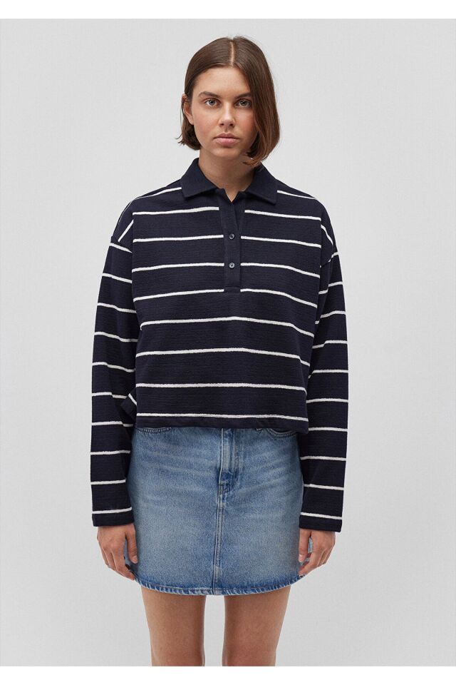 MAVİ KADIN POLO YAKA PENYE Antique White Stripe 1612813-87988