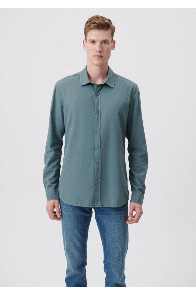 MAVİ ERKEK UZUN KOL GÖMLEK Yosun Yeşili 0210695-71598