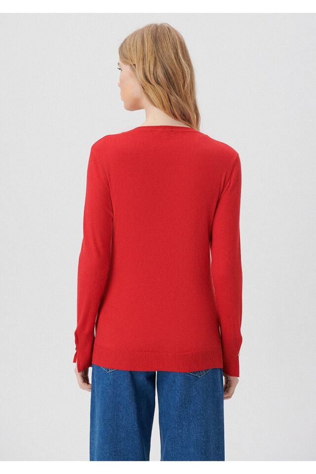 MAVİ KADIN V YAKA KAZAK Yanık Kırmızı 171346-70461